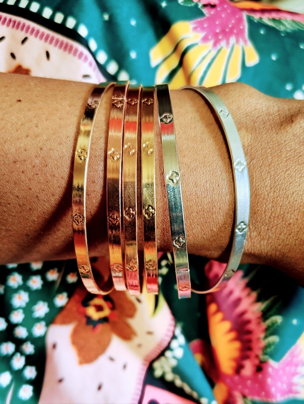 Four leaf Clover bangle bracelet